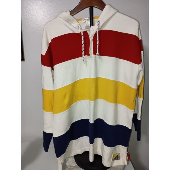 JONES NEW YORK Sport: Multicolor Striped Rugby Hoodie - Men's Size M - Picture 1 of 5